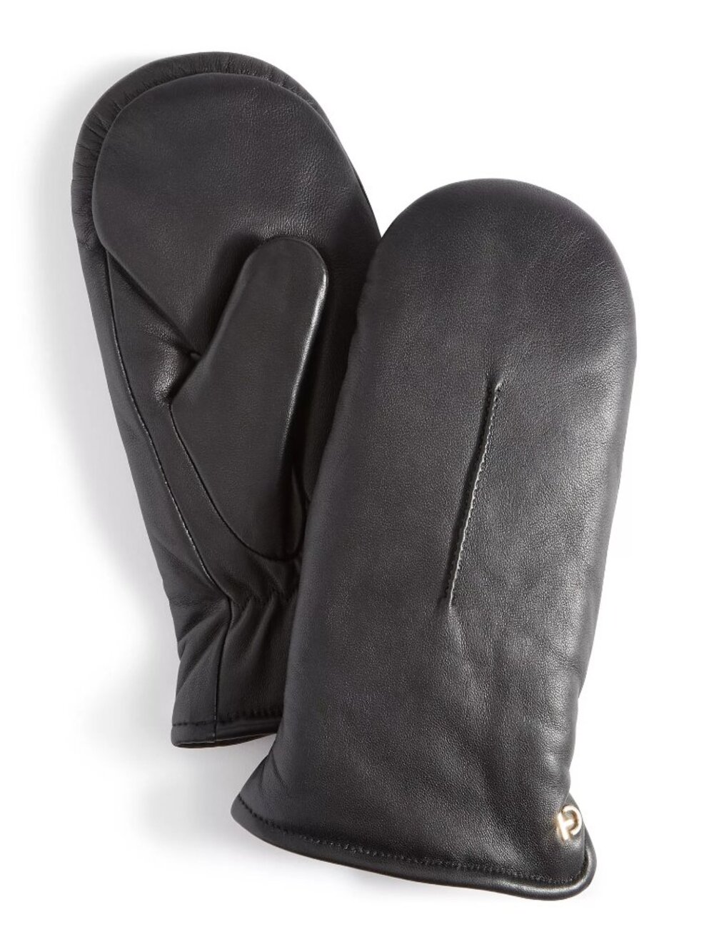 NWT Cole Haan Faux Fur Lined Leather Mittens Black Womens Size Small